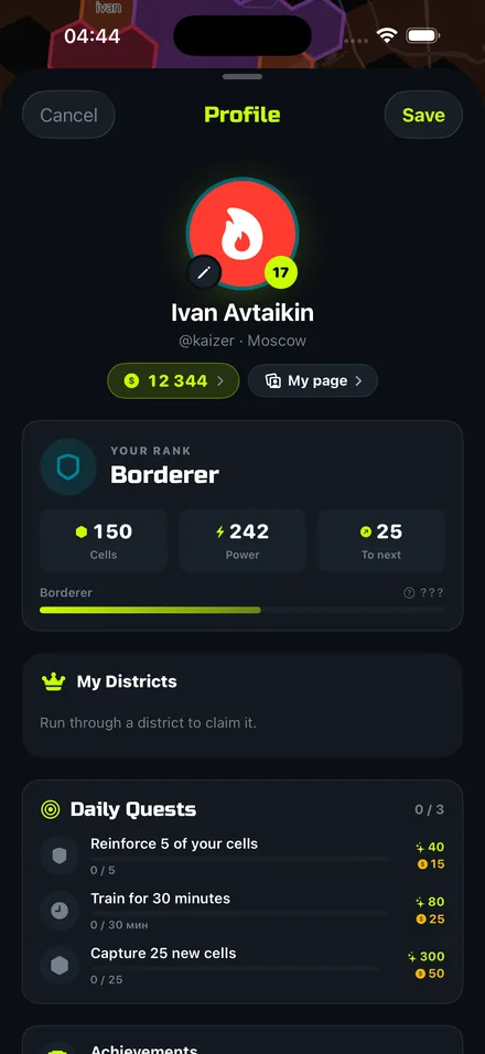 Your rank, your districts, today’s quests