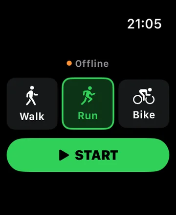Pick walk, run or ride and press start